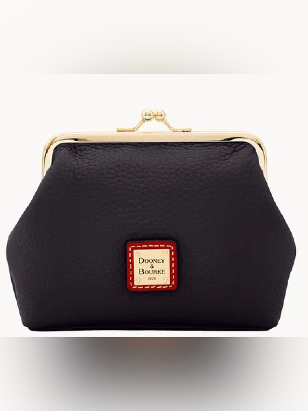 Dooney & Bourke Black Pebbled Leather Kiss-Lock Coin Purse wallet - Picture 5 of 6